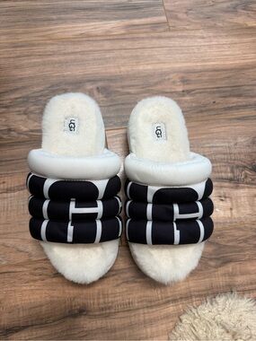 UGG Black & White Bubble Slide Sandals
